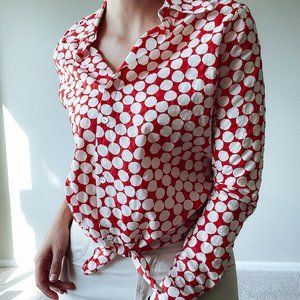 Designer Daniella Corte Handmade Polka Dot Tie Front Shirt